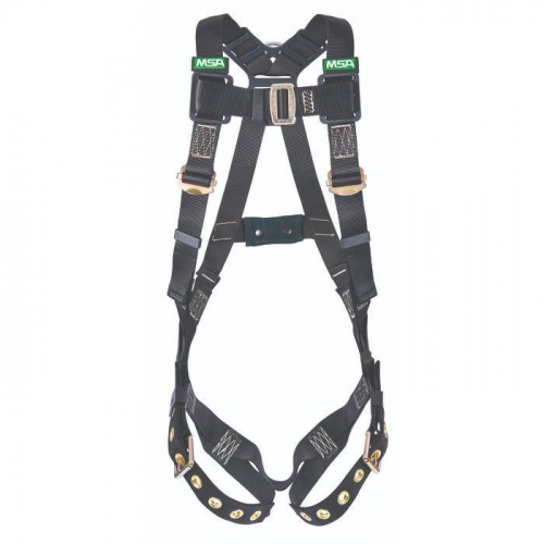 MSA 10152636, Workman Arc Flash Vest-Style Harness, Back Steel D, Tongue Buckle leg straps XSM Black